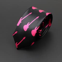 Classic Fashion Men's Music Tie Holiday Festival Printed Piano Guitar Smiling Face Polyester 5cm Width Black Wihte Necktie Gift