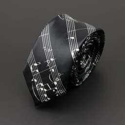 Classic Fashion Men's Music Tie Holiday Festival Printed Piano Guitar Smiling Face Polyester 5cm Width Black Wihte Necktie Gift