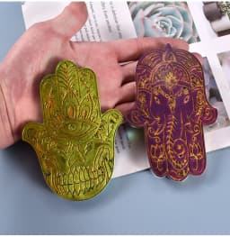 Storage Tray Silicone Mold Palm Dish Plate UV Epoxy Resin Clay Casting Molds Hand Of Fatima DIY Craft Making Mould Home Decor