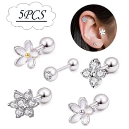 1PC Cartilage Earring for Women Stainless Steel Crystal CZ Flower Helix Ear Studs Punk Ear Piercing 16G Tragus Conch Bar Jewelry