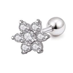 1PC Cartilage Earring for Women Stainless Steel Crystal CZ Flower Helix Ear Studs Punk Ear Piercing 16G Tragus Conch Bar Jewelry