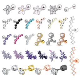 1PC Cartilage Earring for Women Stainless Steel Crystal CZ Flower Helix Ear Studs Punk Ear Piercing 16G Tragus Conch Bar Jewelry
