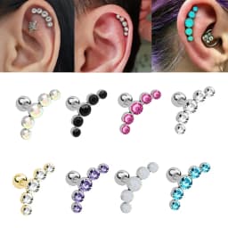 1PC Cartilage Earring for Women Stainless Steel Crystal CZ Flower Helix Ear Studs Punk Ear Piercing 16G Tragus Conch Bar Jewelry