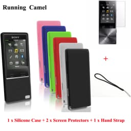 Rubber Gel Silicone Cover Case for Sony Walkman NWZ A15 A17 A25 A27 Protective Case with Protector Film Strap