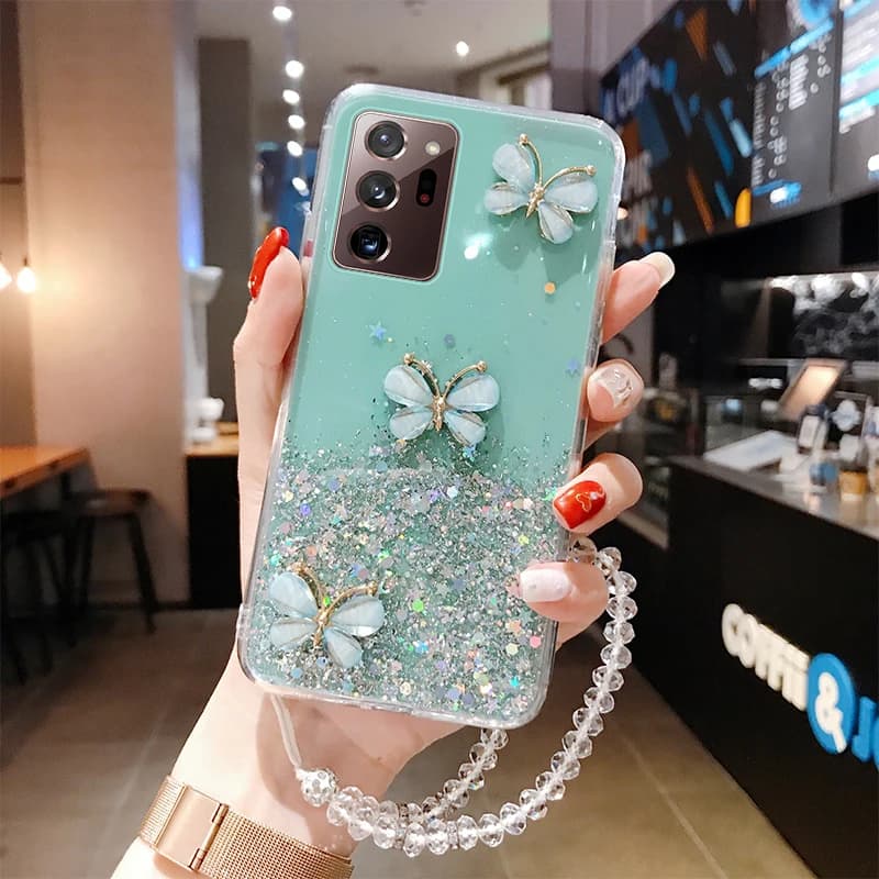Luxury Bling Glitter Case For Samsung Galaxy S26 S24 Ultra S23 S22 Plus S21 S25 FE A55 A35 A16 A56 Strap Lanyard Silicone Cover
