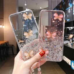 Luxury Bling Glitter Case For Samsung Galaxy S26 S24 Ultra S23 S22 Plus S21 S25 FE A55 A35 A16 A56 Strap Lanyard Silicone Cover