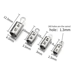 30pcs/lot Stainless Steel Cove Clasps Cord End Caps Leather Clip Tip Fold Crimp Bead Connectors For DIY Jewelry Making Findings