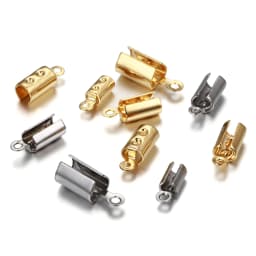 30pcs/lot Stainless Steel Cove Clasps Cord End Caps Leather Clip Tip Fold Crimp Bead Connectors For DIY Jewelry Making Findings