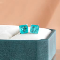 Cellacity Classic Sterling Silver Stud Earrings With Square Shape 7*7mm Paraiba Gemstones Silver Female Fine Jewelry Gift