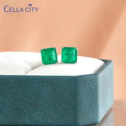 Cellacity Classic Sterling Silver Stud Earrings With Square Shape 7*7mm Paraiba Gemstones Silver Female Fine Jewelry Gift