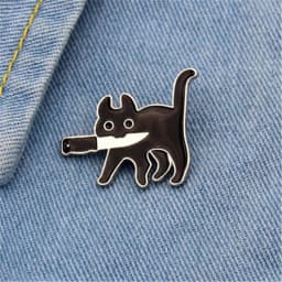 Cartoon Creative Black Cat Modeling Pop-Enamel Pin Lapel Badges Brooch Funny Fashion Jewelry for Women Men Gift
