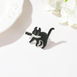 Cartoon Creative Black Cat Modeling Pop-Enamel Pin Lapel Badges Brooch Funny Fashion Jewelry for Women Men Gift