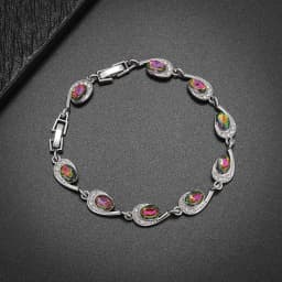 Fashion Exquisite Color Crystal Inlaid Ladies Charm Bracelet Engagement Wedding Jewelry