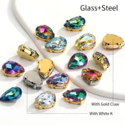 20/10pcs Sew on Claw Drop Rhinestone Multi Size Wholesale Glass Button Teardrop Clothing Decoration Rhinestone for Needlework