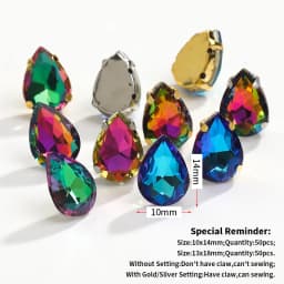 20/10pcs Sew on Claw Drop Rhinestone Multi Size Wholesale Glass Button Teardrop Clothing Decoration Rhinestone for Needlework