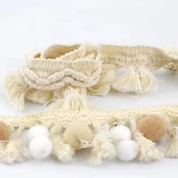 1Y Pom Trim Ball Wide 6CM Fringe Ribbon Sewing Beige White Lace Kintted Fabric Beaded Handmade Craft Accessories