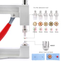 Torus Hand Pearl Setting Machine Plastic Beads Rivet Fixing Machine with Beads Screw Heads for DIY Bags/Clothes/Skirts/Hats