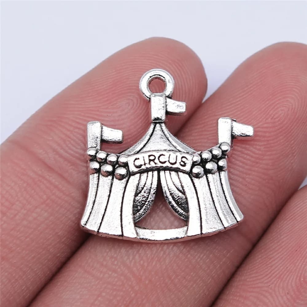 WYSIWYG 5pcs 23x21mm Antique Silver Color Circus Charms Pendant For Jewelry Making DIY Jewelry Findings