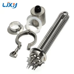 LJXH All 304SS 2'tri Immersion Water Tank Heater Heating Element 3/4.5/6/9/12KW 220/380V for Homebrew with Clamp & Coupling