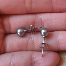 316L Stainless Steel With Senior Grey Nature Shell Pearls Stud Earrings No Fade Allergy Free