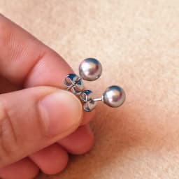 316L Stainless Steel With Senior Grey Nature Shell Pearls Stud Earrings No Fade Allergy Free