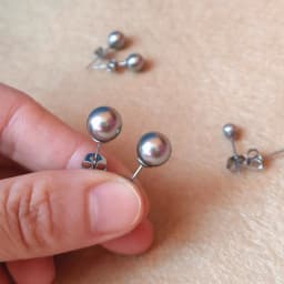 316L Stainless Steel With Senior Grey Nature Shell Pearls Stud Earrings No Fade Allergy Free