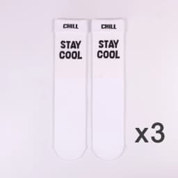 3 Pairs STAY COOL CHILL Letters Hip Hop Harajuku Pink Men's Socks Skateboard Orange Cotton Colorful Letter Long Women Sock