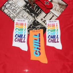 3 Pairs STAY COOL CHILL Letters Hip Hop Harajuku Pink Men's Socks Skateboard Orange Cotton Colorful Letter Long Women Sock