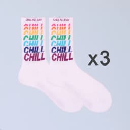 3 Pairs STAY COOL CHILL Letters Hip Hop Harajuku Pink Men's Socks Skateboard Orange Cotton Colorful Letter Long Women Sock
