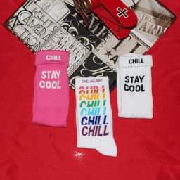 3 Pairs STAY COOL CHILL Letters Hip Hop Harajuku Pink Men's Socks Skateboard Orange Cotton Colorful Letter Long Women Sock