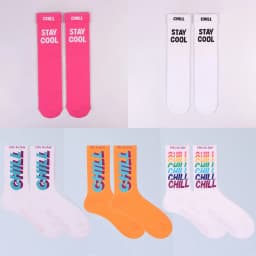 3 Pairs STAY COOL CHILL Letters Hip Hop Harajuku Pink Men's Socks Skateboard Orange Cotton Colorful Letter Long Women Sock