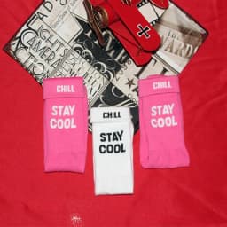 3 Pairs STAY COOL CHILL Letters Hip Hop Harajuku Pink Men's Socks Skateboard Orange Cotton Colorful Letter Long Women Sock