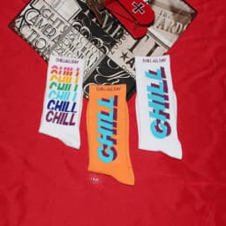 3 Pairs STAY COOL CHILL Letters Hip Hop Harajuku Pink Men's Socks Skateboard Orange Cotton Colorful Letter Long Women Sock