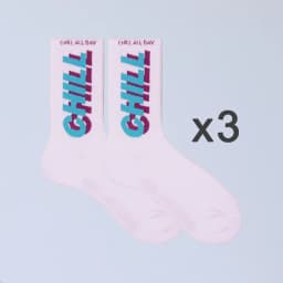 3 Pairs STAY COOL CHILL Letters Hip Hop Harajuku Pink Men's Socks Skateboard Orange Cotton Colorful Letter Long Women Sock