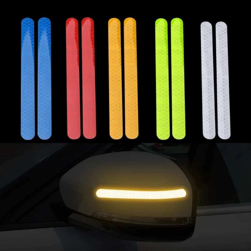 2Pcs/Set Car Reflector Stickers Multi-Colored Automobiles Rearview Mirror Reflective Strip for Auto Exterior Protect Accessories