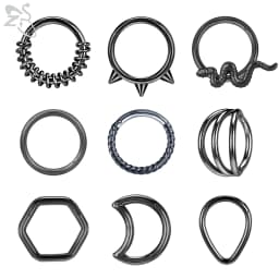 ZS 1 Piece Black Color 316L Stainless Steel Nose Ring For Women Men 8MM Punk Moon Spike Ear Helix Septum Tragus Piercing Jewelry