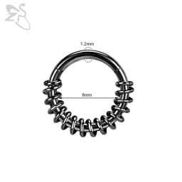 ZS 1 Piece Black Color 316L Stainless Steel Nose Ring For Women Men 8MM Punk Moon Spike Ear Helix Septum Tragus Piercing Jewelry
