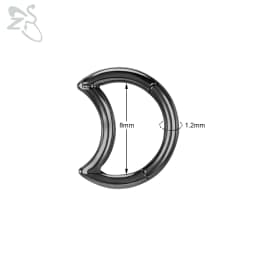 ZS 1 Piece Black Color 316L Stainless Steel Nose Ring For Women Men 8MM Punk Moon Spike Ear Helix Septum Tragus Piercing Jewelry