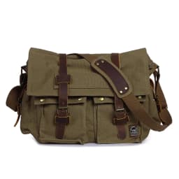 2025 Fashion Vintage Leather Canvas Women's Men's Messenger Bag Cotton Canvas Crossbody Bag Men Shoulder Bag Sling Casual Bag