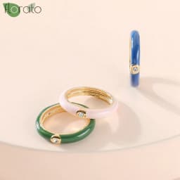 Premium Gold Plated Colorful Enamel Engagement Rings for Women Fashion Wedding Luxury Jewelry Party Women's Accessories