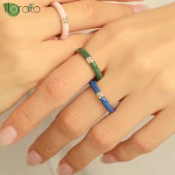 Premium Gold Plated Colorful Enamel Engagement Rings for Women Fashion Wedding Luxury Jewelry Party Women's Accessories