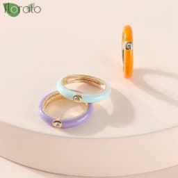 Premium Gold Plated Colorful Enamel Engagement Rings for Women Fashion Wedding Luxury Jewelry Party Women's Accessories
