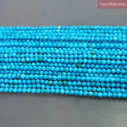 Natural Faceted Blue Turquoise Beads DIY Jewelry Making Round Spacer Loose Beads for Bracelet Accessories 15'' Strand 2mm/3mm