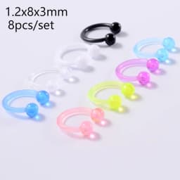 8/10/14pcs Acrylic Colorful Mixed Style Nose Ring Tongue Lip Eyebrow Ring Ear Studs Tragus Helix Lobe Ball Piercing Body Jewelry