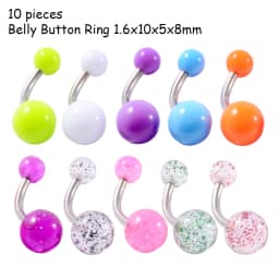 8/10/14pcs Acrylic Colorful Mixed Style Nose Ring Tongue Lip Eyebrow Ring Ear Studs Tragus Helix Lobe Ball Piercing Body Jewelry