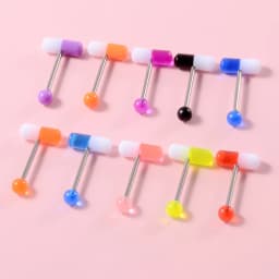 8/10/14pcs Acrylic Colorful Mixed Style Nose Ring Tongue Lip Eyebrow Ring Ear Studs Tragus Helix Lobe Ball Piercing Body Jewelry