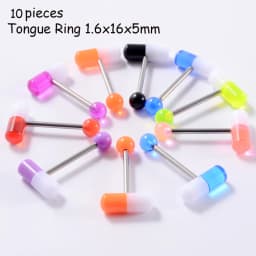 8/10/14pcs Acrylic Colorful Mixed Style Nose Ring Tongue Lip Eyebrow Ring Ear Studs Tragus Helix Lobe Ball Piercing Body Jewelry