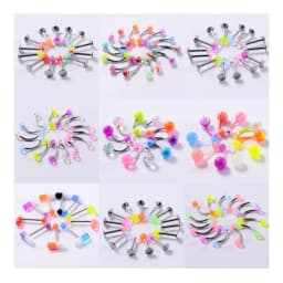 8/10/14pcs Acrylic Colorful Mixed Style Nose Ring Tongue Lip Eyebrow Ring Ear Studs Tragus Helix Lobe Ball Piercing Body Jewelry