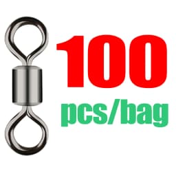 DNDYUJU 50/100pcs 5Color Bearing Swivel Fishing Connector Barrel Rolling Swivel Hooked Snap Fishhook Lure Fishing Accessories