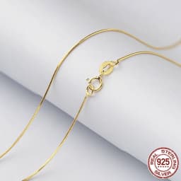 100% 925 Sterling Silver 1mm Snake Chain Necklace for Women ,Silver / Gold Fine Jewlery For Men  40cm,45cm,50cm,55cm,60cm,70cm